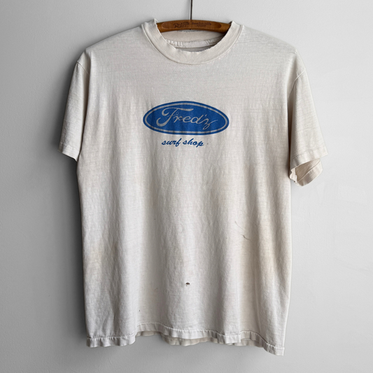 1980s Fred's Surf Shop Faded White Tee