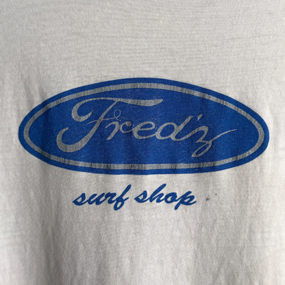 1980s Fred's Surf Shop Faded White Tee