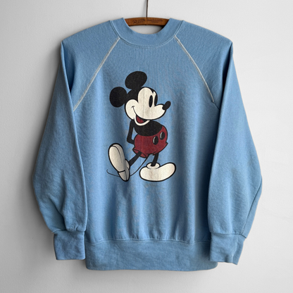 1970s Mickey Mouse Blue Raglan Sweatshirt