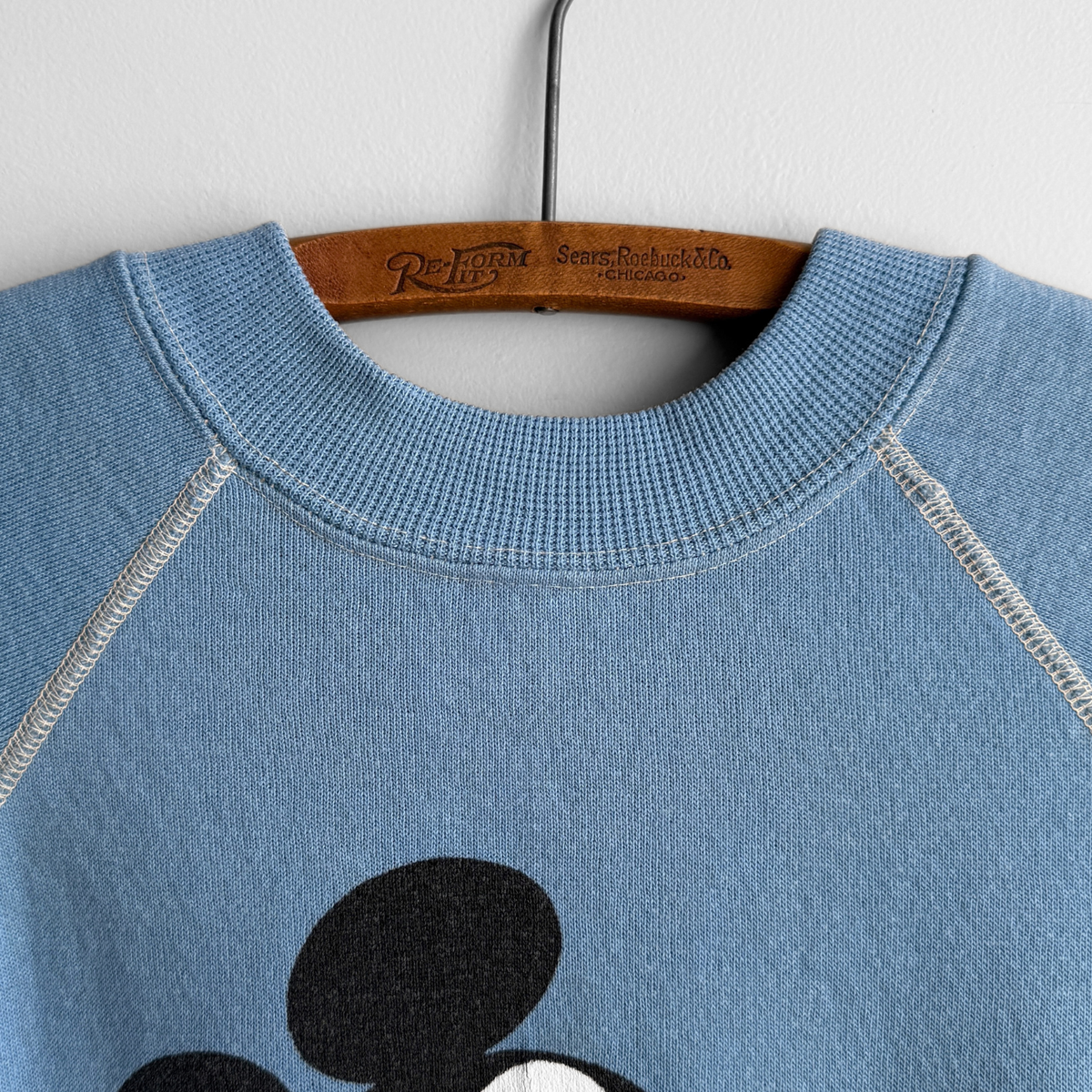1970s Mickey Mouse Blue Raglan Sweatshirt