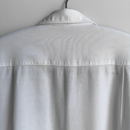 1960s White Embroidered Rayon Sport Shirt