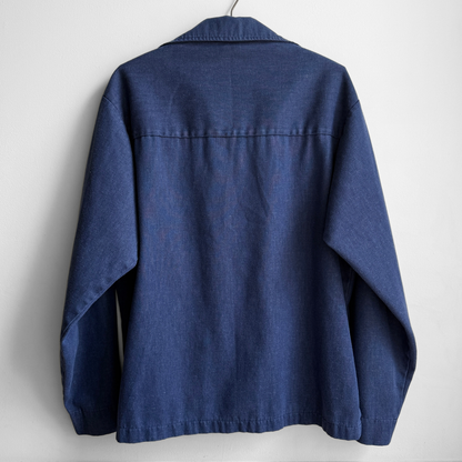 1970s Blue Denim Pullover Lace Up Shirt