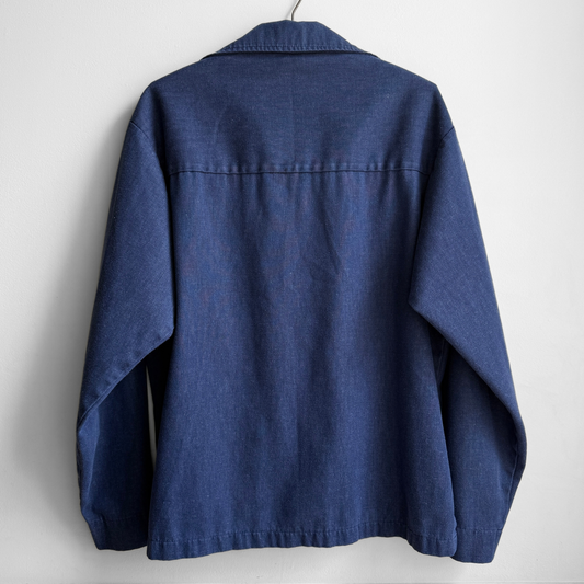 1970s Blue Denim Pullover Lace Up Shirt