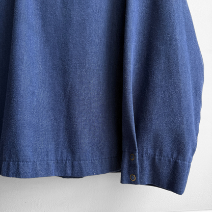 1970s Blue Denim Pullover Lace Up Shirt