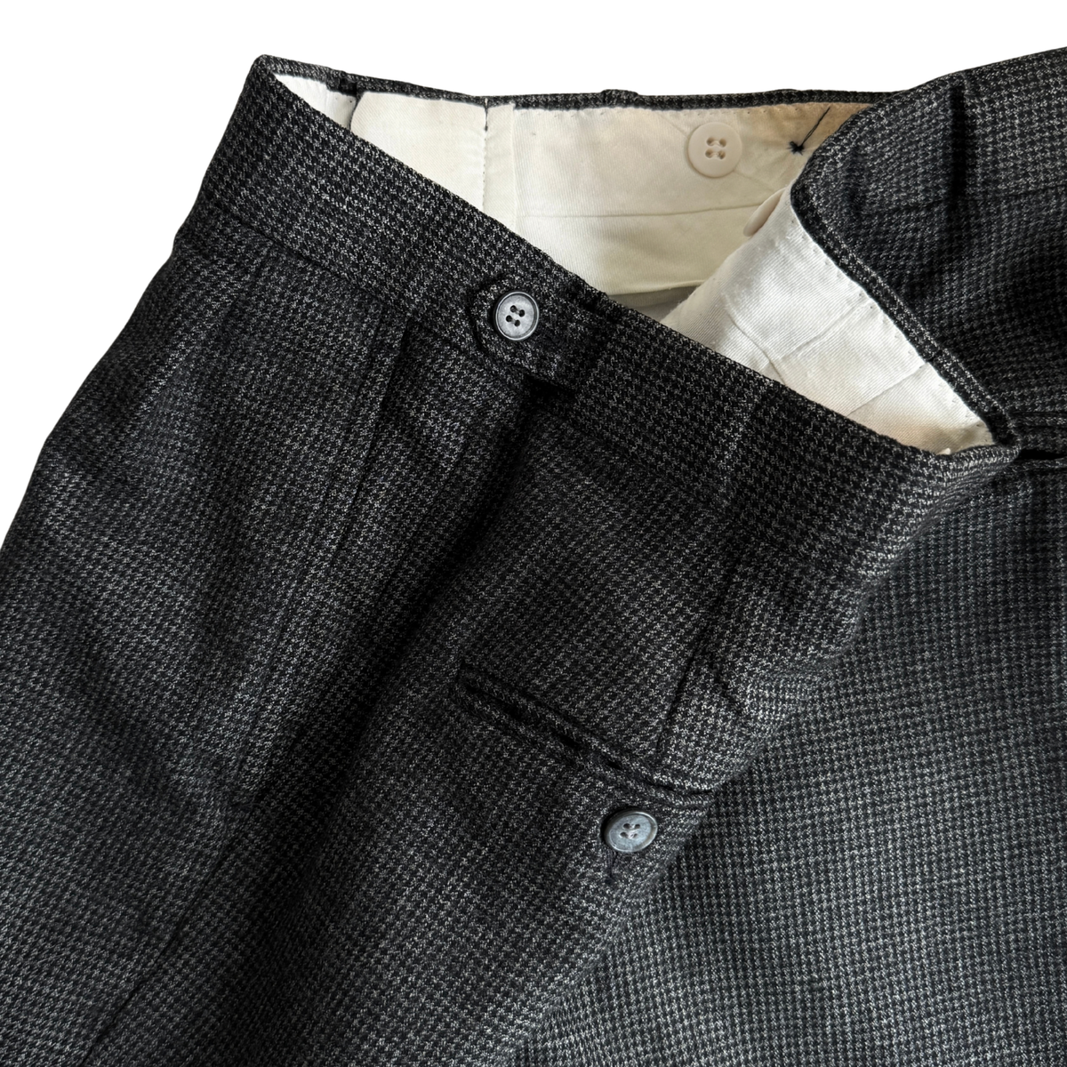 1960s Black Houndstooth Wool Dress Pants (33)