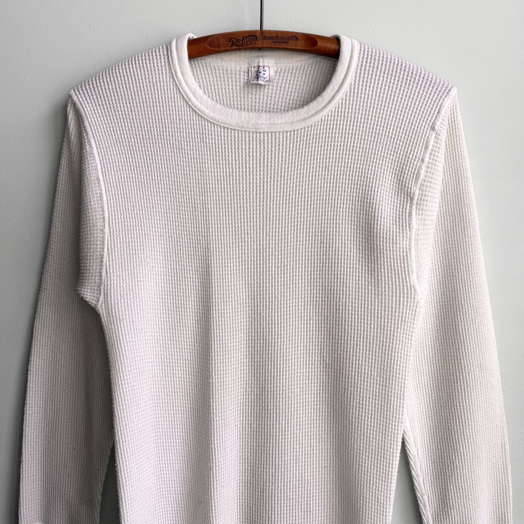 Vintage 1980s White Waffle Knit Thermal Long Sleeve  - Shop ThreadCount Vintage Co.