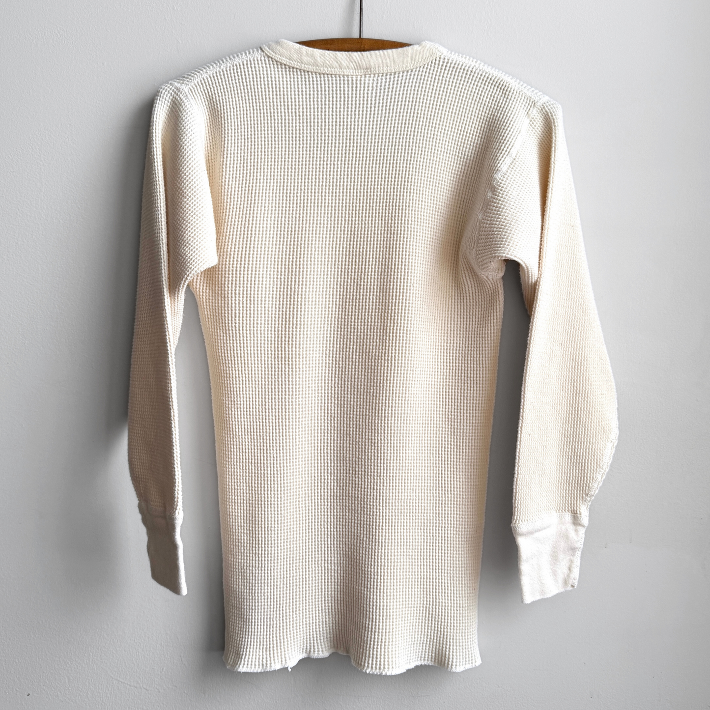 Vintage 1980s Off White Waffle Knit Thermal Long Sleeve  - Shop ThreadCount Vintage Co.