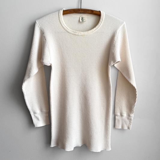 Vintage 1980s White Waffle Knit Thermal Long Sleeve  - Shop ThreadCount Vintage Co.