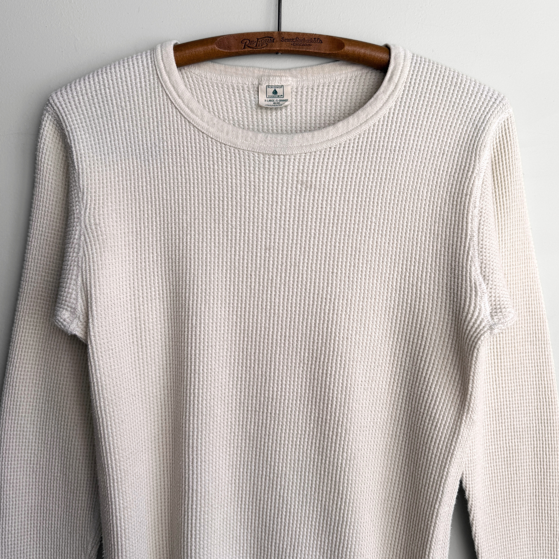 Vintage 1980s White Waffle Knit Thermal Long Sleeve  - Shop ThreadCount Vintage Co.