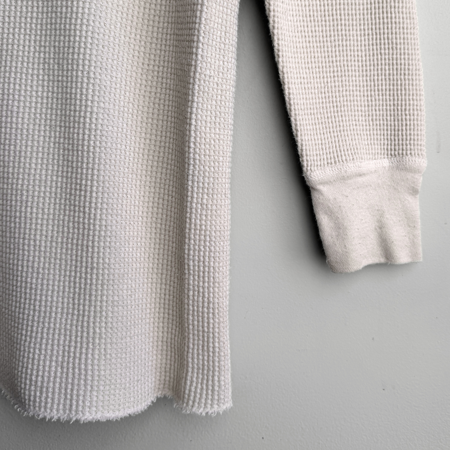 Vintage 1980s White Waffle Knit Thermal Long Sleeve  - Shop ThreadCount Vintage Co.