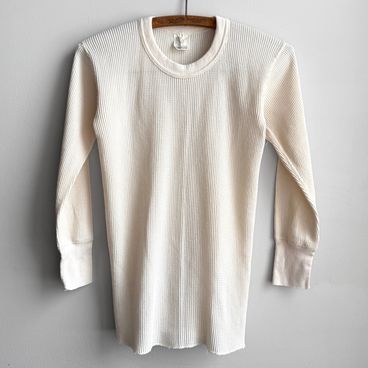 Vintage 1980s White Waffle Knit Thermal Long Sleeve  - Shop ThreadCount Vintage Co.