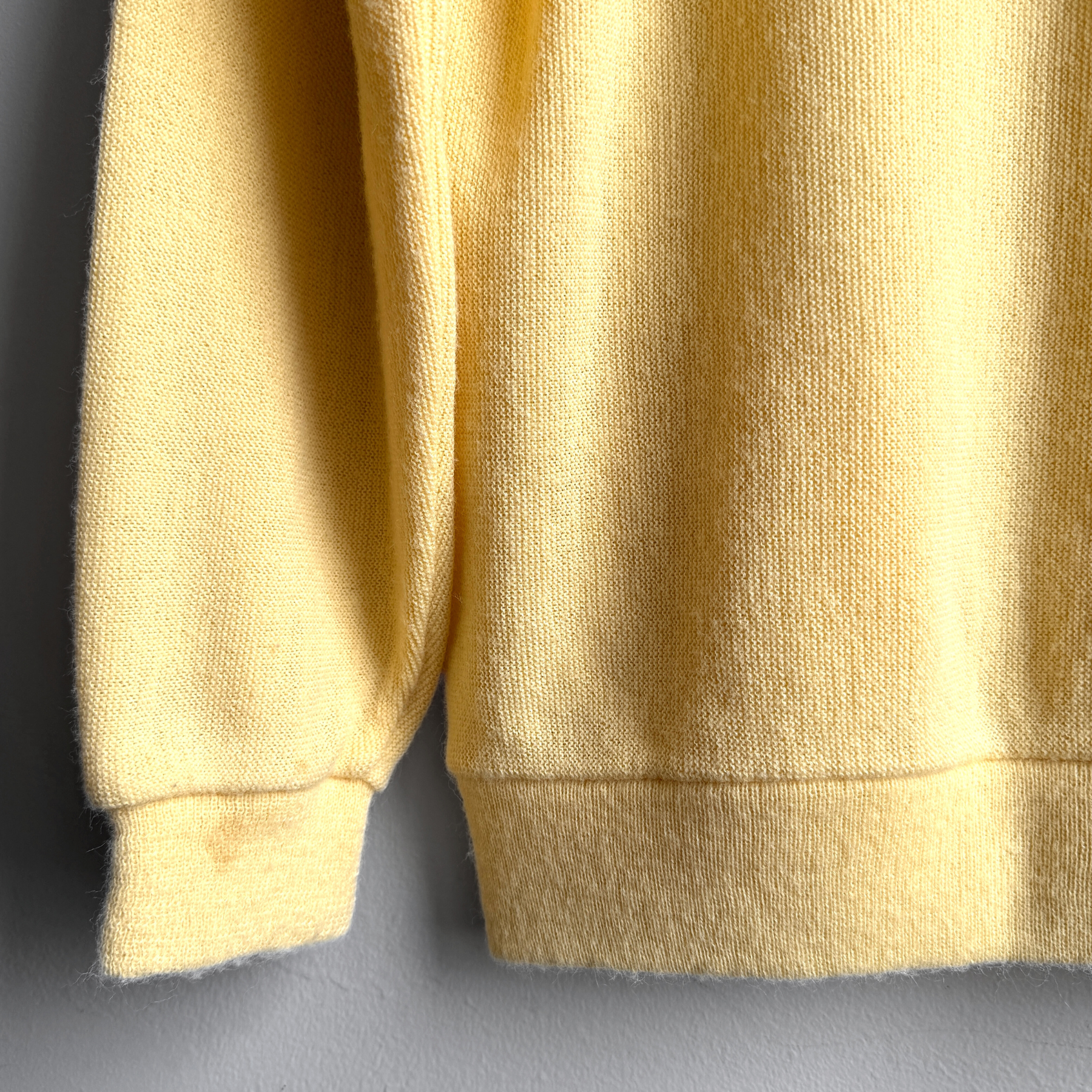 Vintage 1980s Light Yellow Acrylic Knit Cardigan  - Shop ThreadCount Vintage Co.