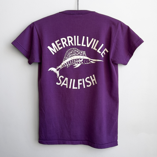 Vintage 1980s Merrillville Sailfish Purple Graphic Tee  - Shop ThreadCount Vintage Co.
