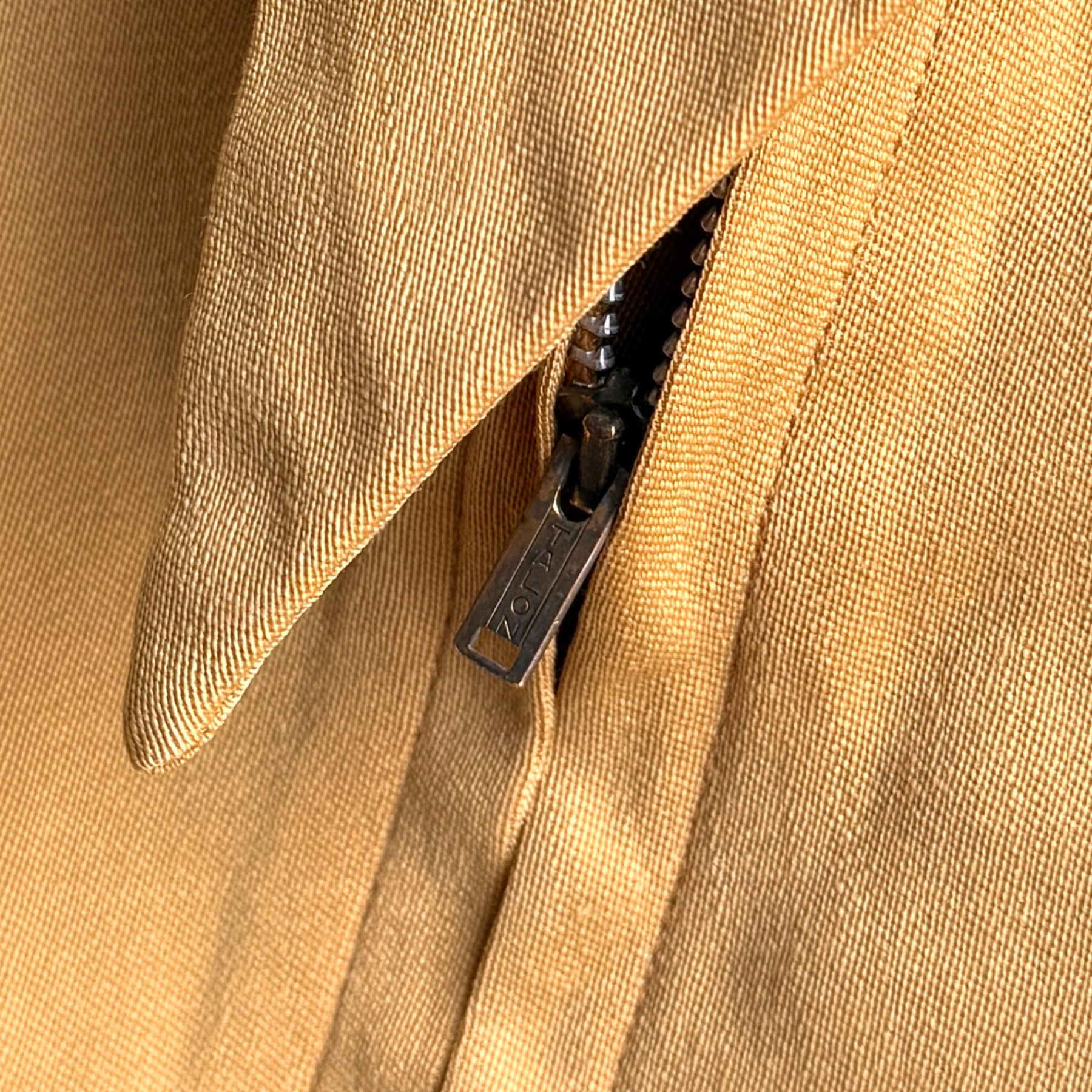 Vintage 1940s Yellow Western Diagonal Zip Up Gabardine Shirt  - Shop ThreadCount Vintage Co.