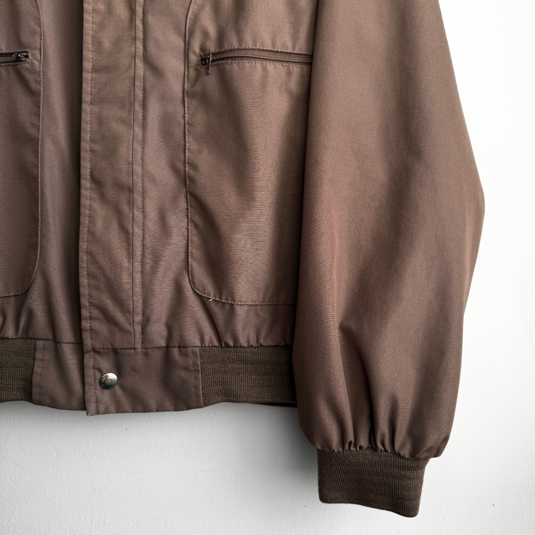 Vintage 1980s Coffee Brown Light Bomber Jacket  - Shop ThreadCount Vintage Co.