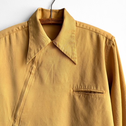 1940s Yellow Western Diagonal Zip Up Gabardine Shirt  - Shop ThreadCount Vintage Co.
