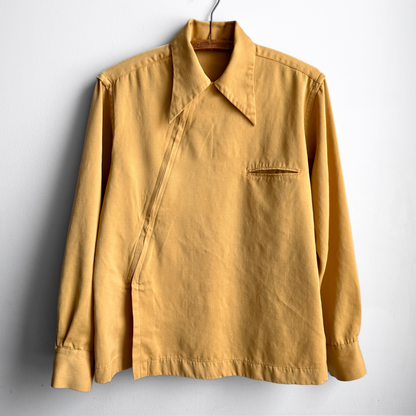 1940s Yellow Western Diagonal Zip Up Gabardine Shirt  - Shop ThreadCount Vintage Co.