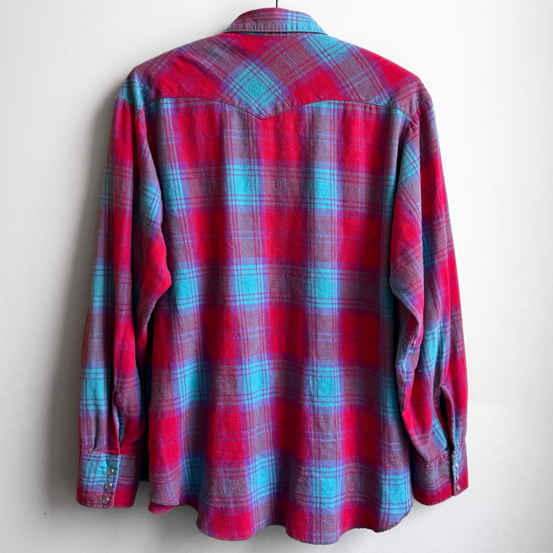 Vintage 1980s Red & Blue Western Plaid Button Up Shirt  - Shop ThreadCount Vintage Co.