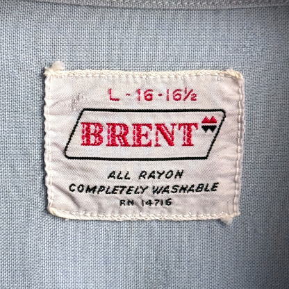 1960s Brent Baby Blue Double Button Rayon Shirt  - Shop ThreadCount Vintage Co.