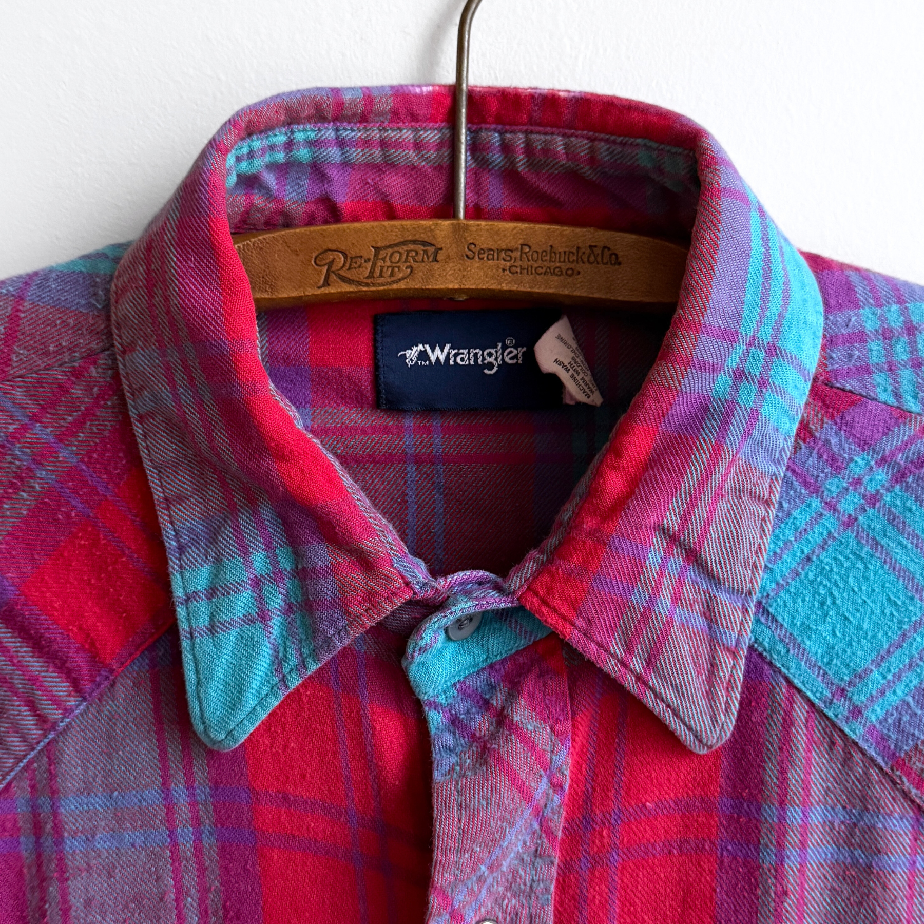 Vintage 1980s Red & Blue Western Plaid Button Up Shirt  - Shop ThreadCount Vintage Co.