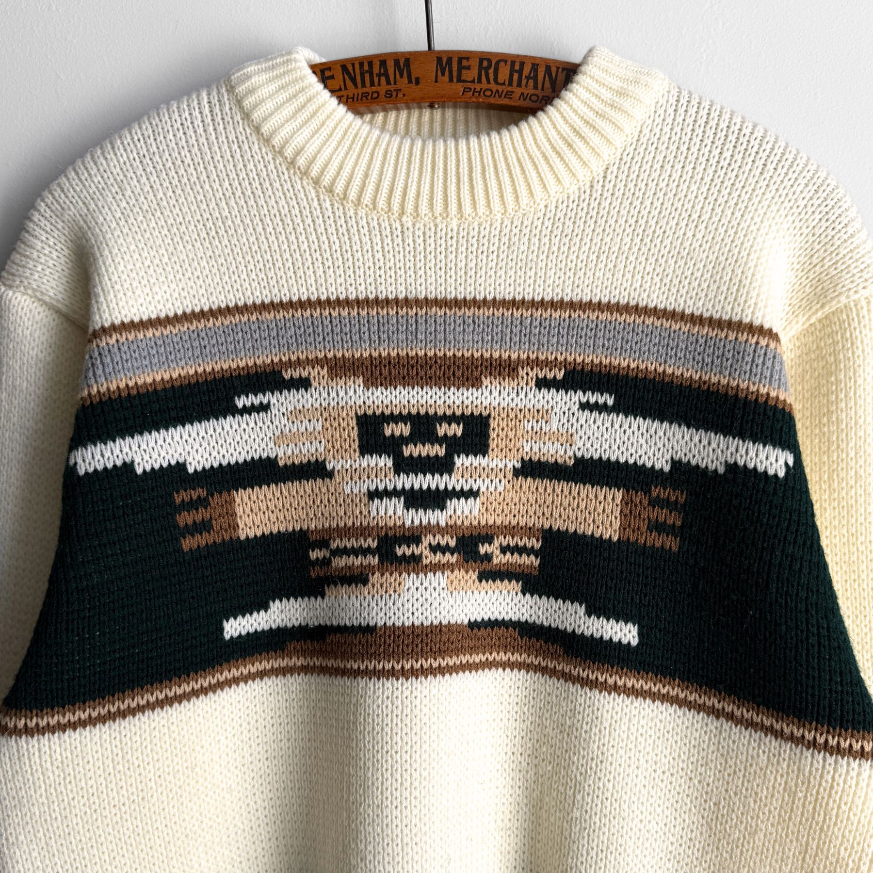 1970s Geometric Knit Mock Neck Sweater  - Shop ThreadCount Vintage Co.