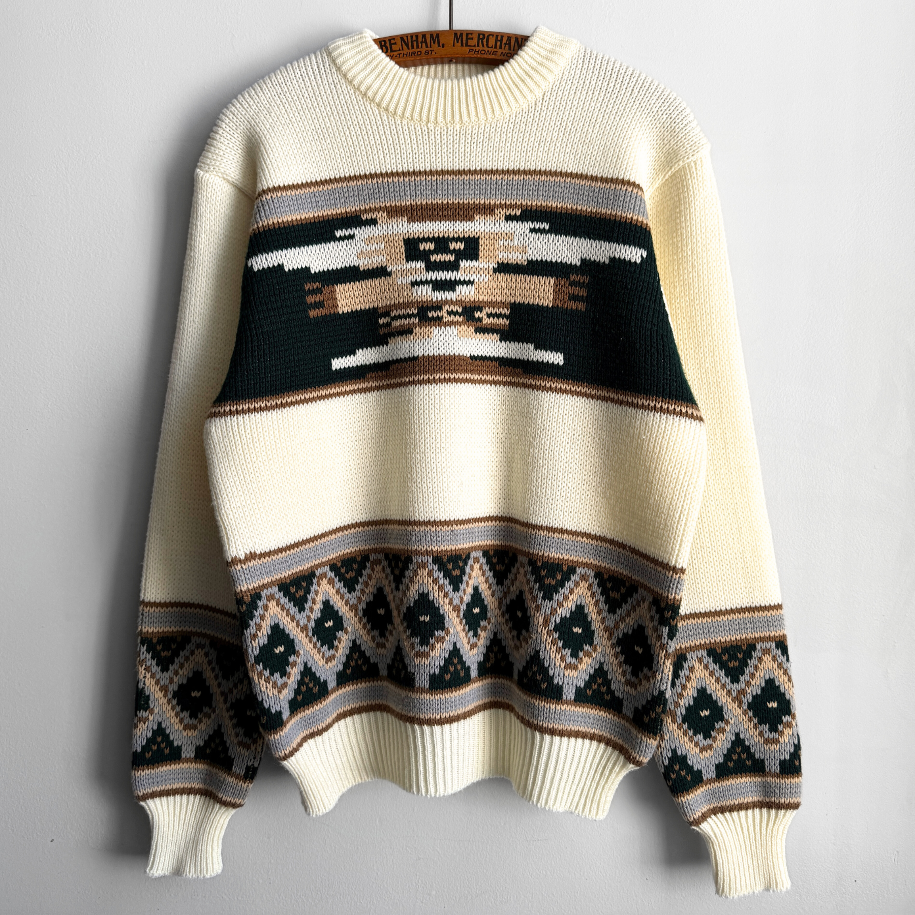 1970s Geometric Knit Mock Neck Sweater  - Shop ThreadCount Vintage Co.