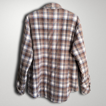 1970s Brown & White Quilted Plaid Flannel Shirt  - Shop ThreadCount Vintage Co.