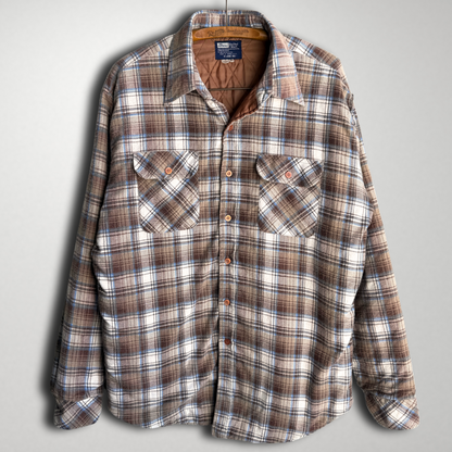 1970s Brown & White Quilted Plaid Flannel Shirt  - Shop ThreadCount Vintage Co.