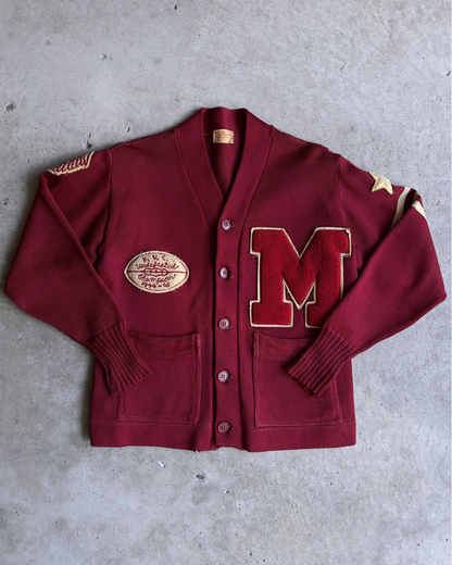 1940s K.V.C. Football Champions Letterman Cardigan  - Shop ThreadCount Vintage Co.
