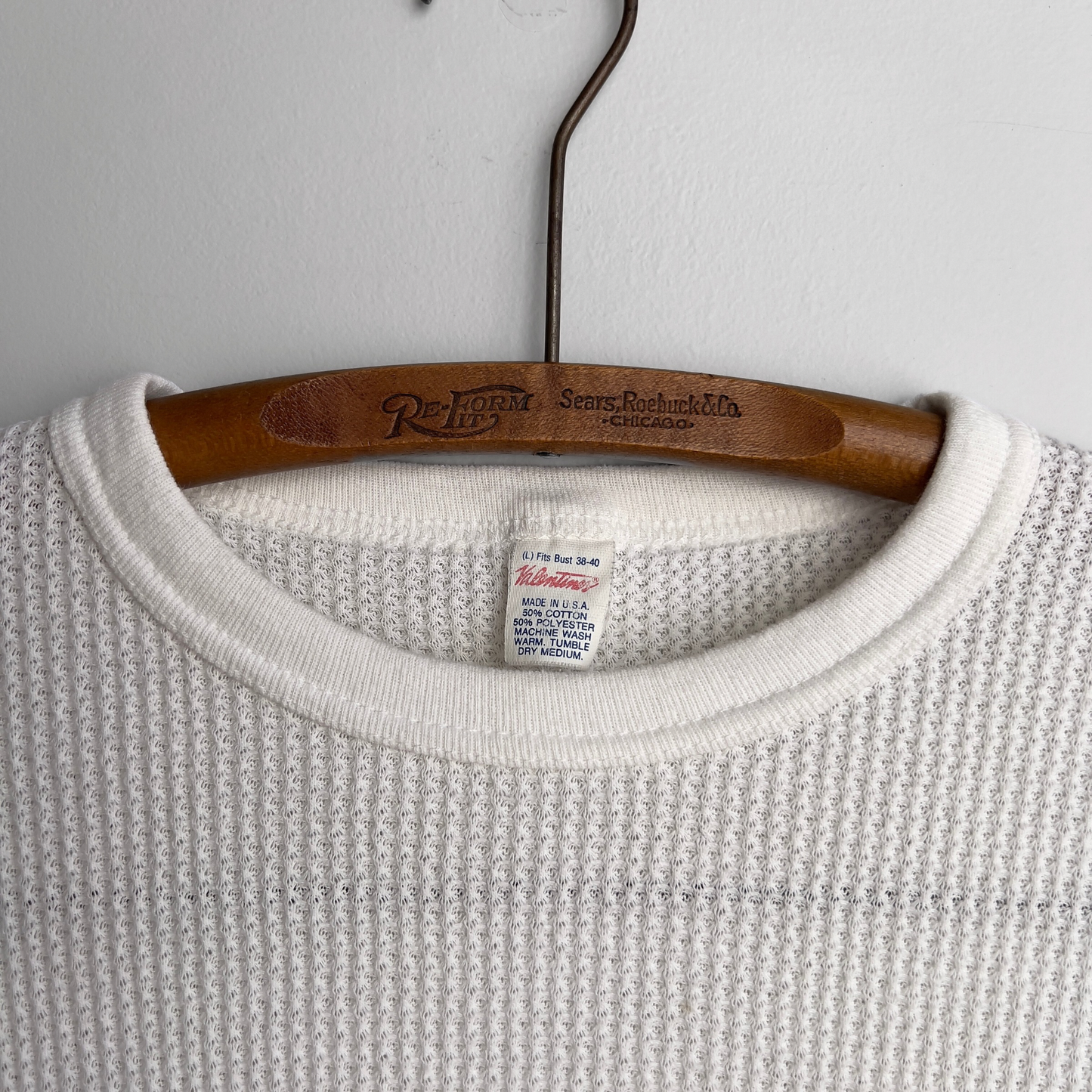 Vintage 1980s White Waffle Knit Thermal Long Sleeve  - Shop ThreadCount Vintage Co.