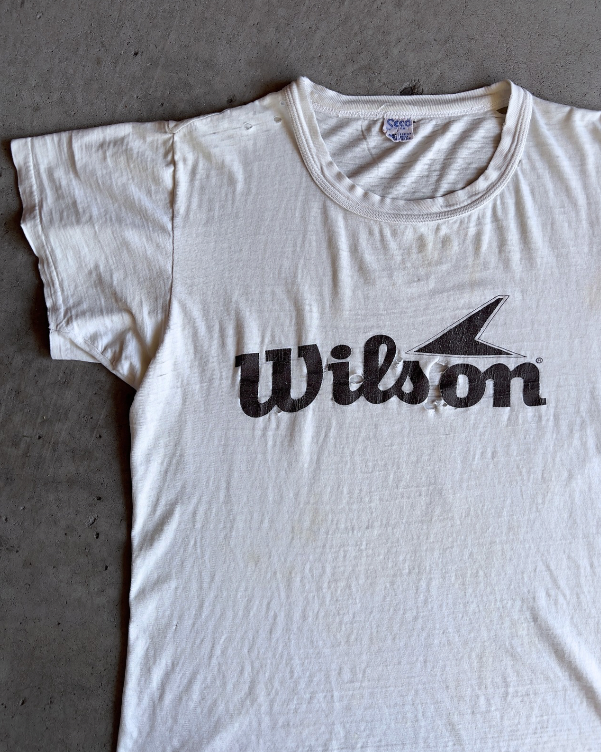 Vintage 1970s Wilson Sporting Goods Threadbare Tee  - Shop ThreadCount Vintage Co.