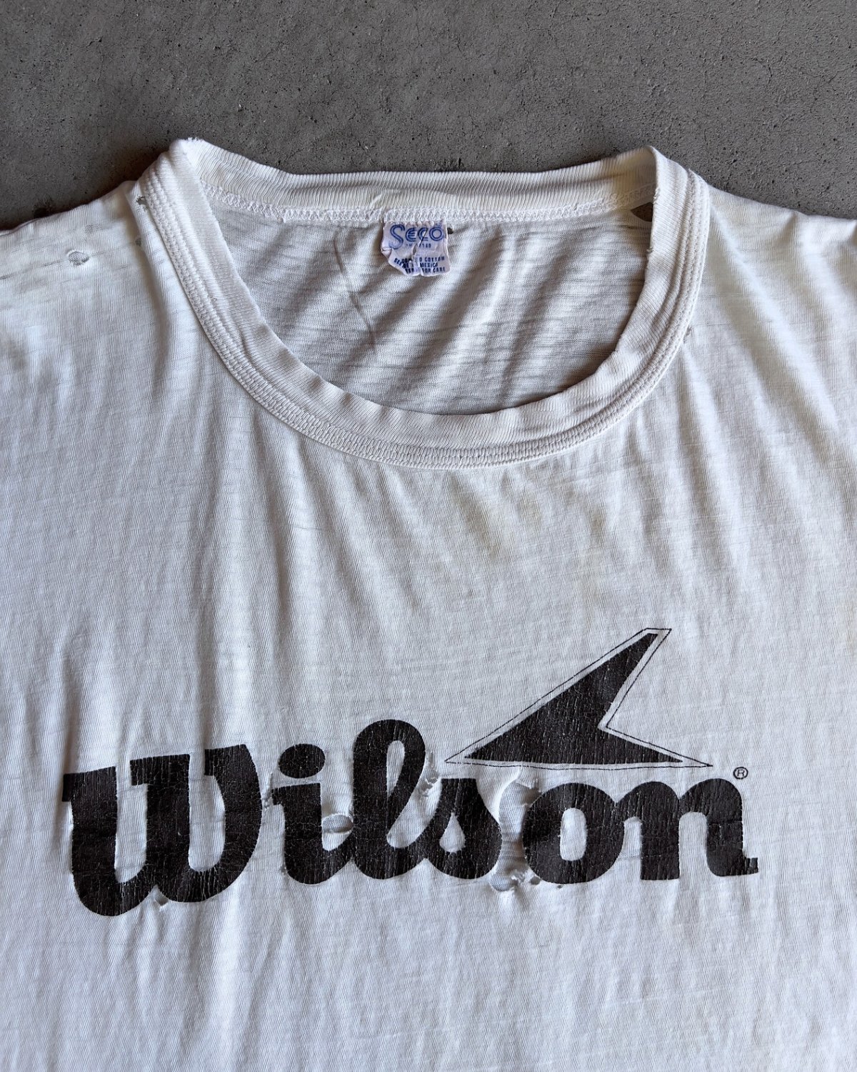 Vintage 1970s Wilson Sporting Goods Threadbare Tee  - Shop ThreadCount Vintage Co.