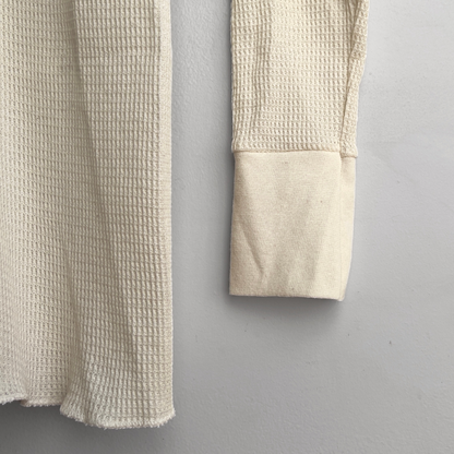 Vintage 1980s Off White Waffle Knit Thermal Long Sleeve  - Shop ThreadCount Vintage Co.