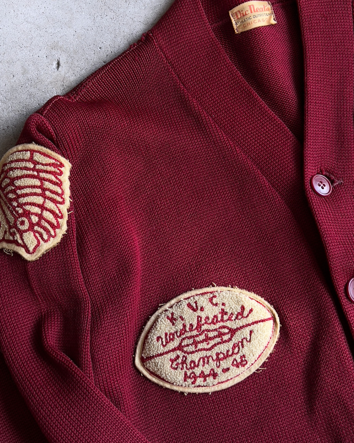 Vintage 1940s K.V.C. Football Champions Letterman Cardigan  - Shop ThreadCount Vintage Co.