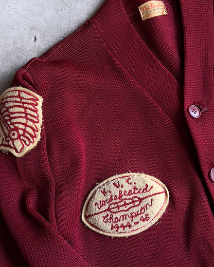 1940s K.V.C. Football Champions Letterman Cardigan  - Shop ThreadCount Vintage Co.