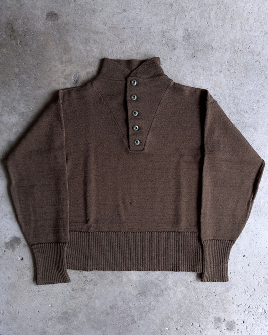 Vintage 1950s U.S. Army Brown Wool Insulating Knit Sweater  - Shop ThreadCount Vintage Co.