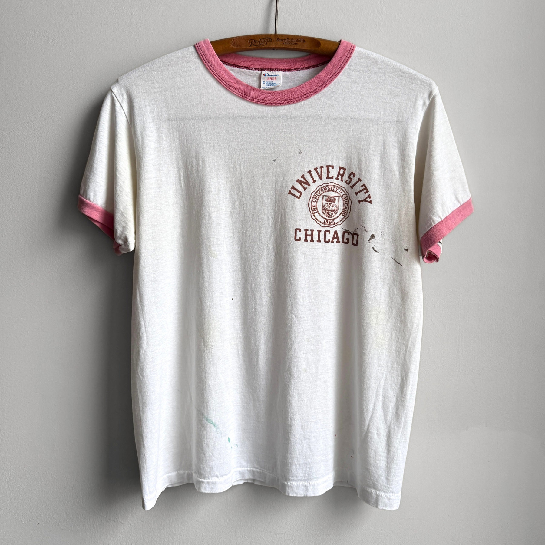 Vintage 1980s University of Chicago Faded Ringer Tee  - Shop ThreadCount Vintage Co.