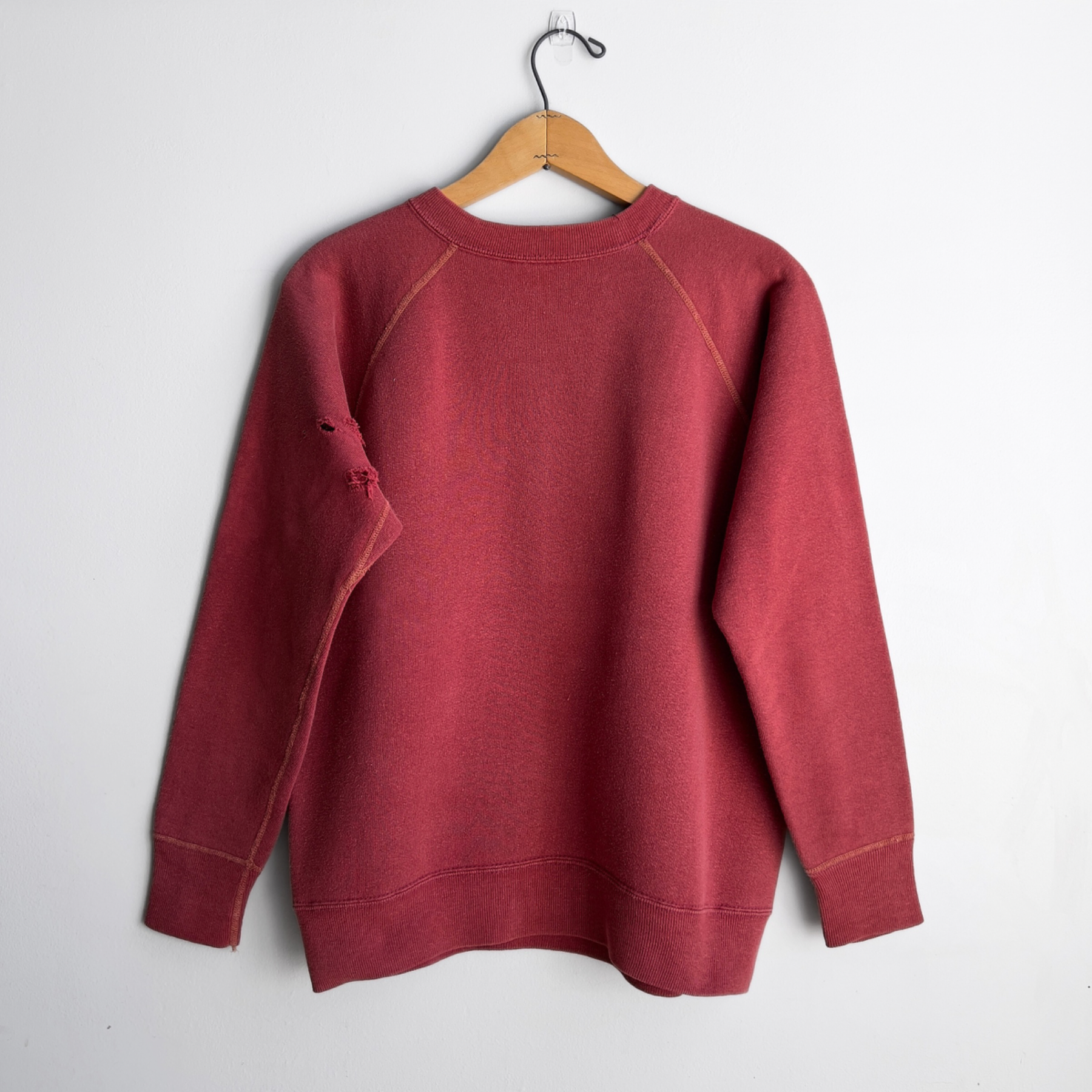 Vintage 1960s Indiana University Faded Red Cotton Raglan Sweatshirt  - Shop ThreadCount Vintage Co.