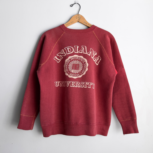 Vintage 1960s Indiana University Faded Red Cotton Raglan Sweatshirt  - Shop ThreadCount Vintage Co.