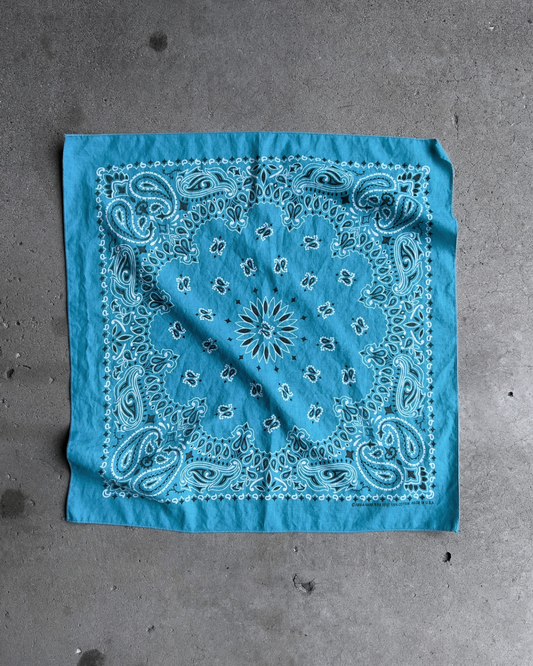 Vintage 1980s Turquoise Blue Paisley Print Bandana  - Shop ThreadCount Vintage Co.