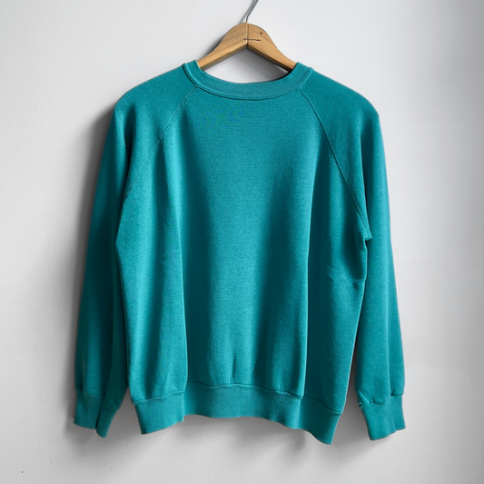 Vintage 1970s Faded Teal Blank Raglan Sweatshirt