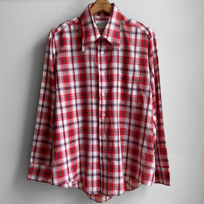 1970s Red & White Plaid Permanent Press Shirt