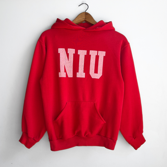 Vintage 1970s Northern Illinois University Red Block Letter Hoodie  - Shop ThreadCount Vintage Co.