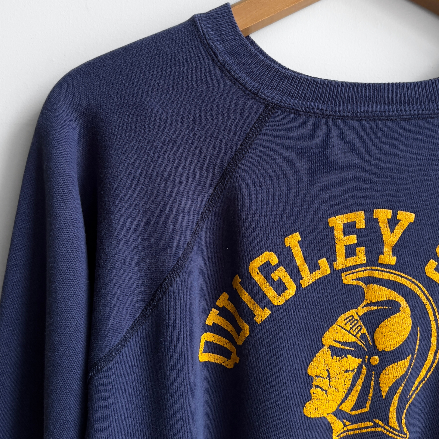 Vintage 1980s Quigley South High School Navy Blue Raglan Sweatshirt  - Shop ThreadCount Vintage Co.