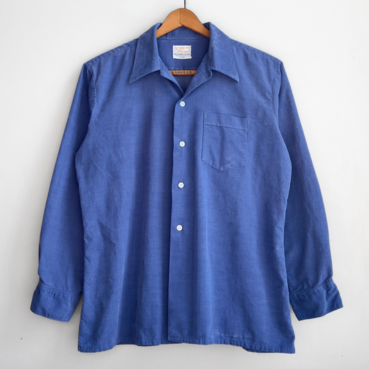 Vintage 1960s Faded Blue Corduroy Cotton Casual Shirt  - Shop ThreadCount Vintage Co.