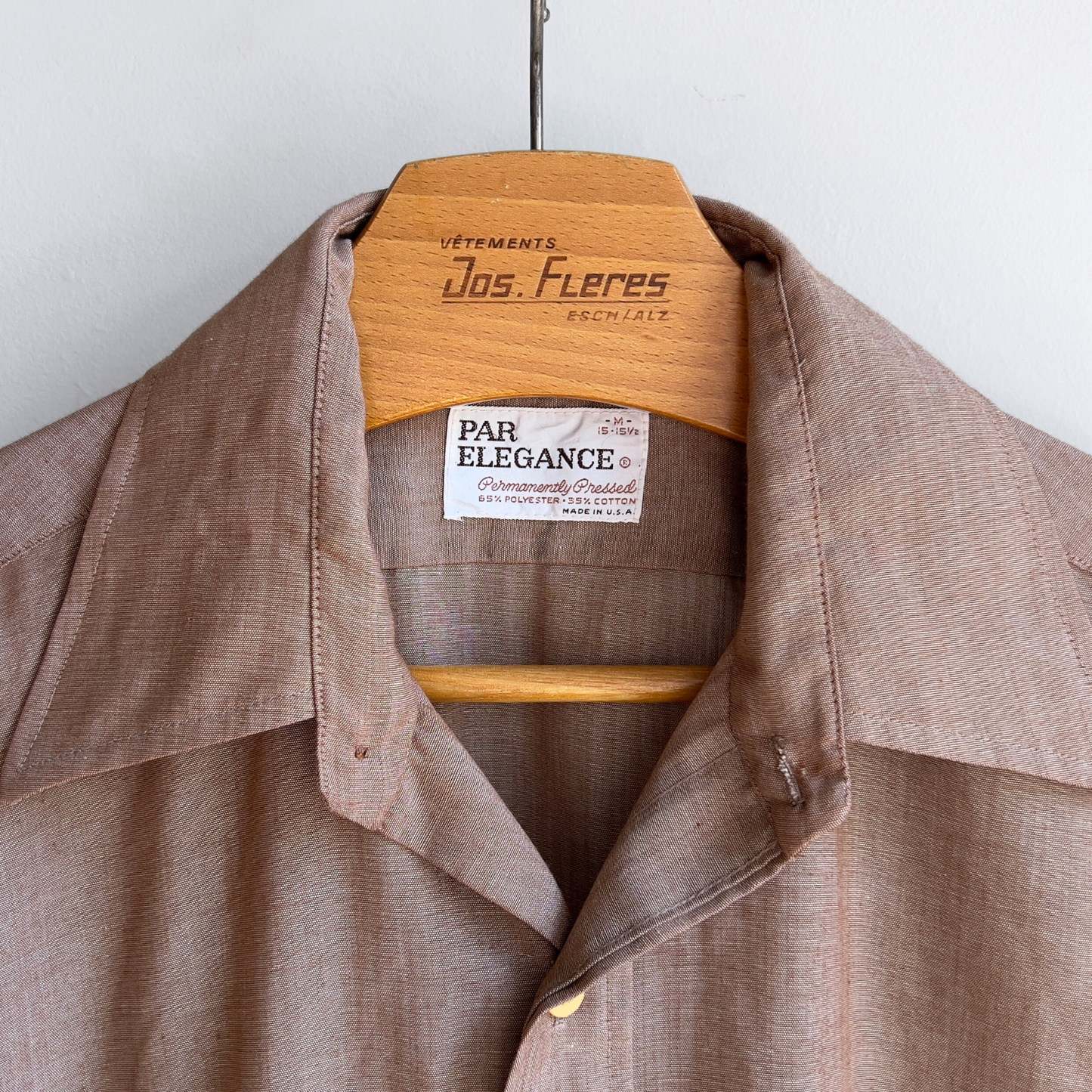 Vintage 1970s Sandy Brown Permanent Press Button Up Shirt  - Shop ThreadCount Vintage Co.