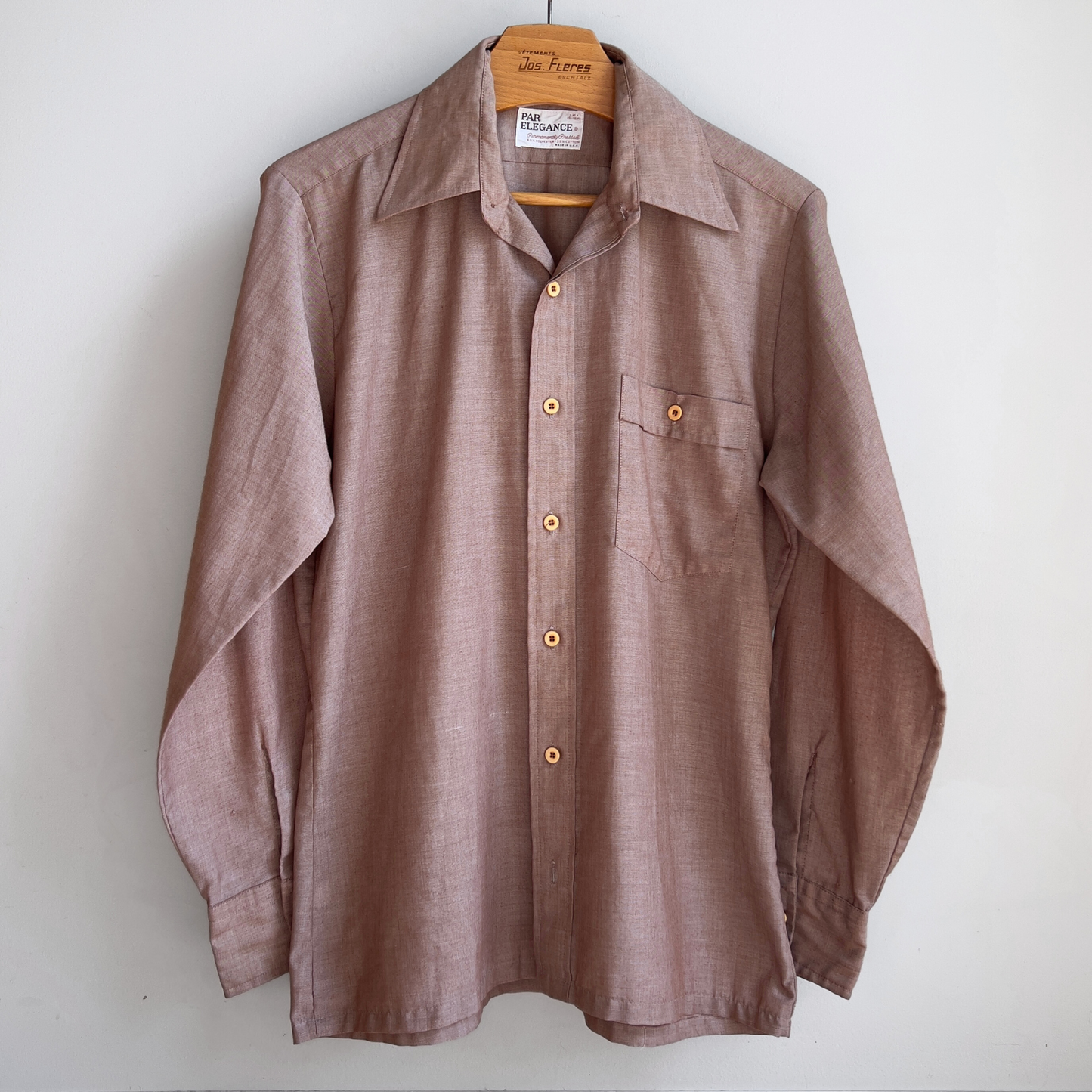 Vintage 1970s Sandy Brown Permanent Press Button Up Shirt  - Shop ThreadCount Vintage Co.