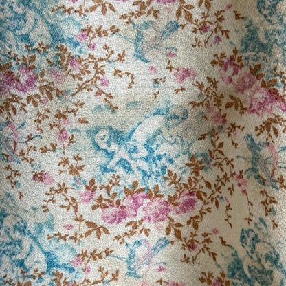 1970s Floral Cherub Print Dress Shirt