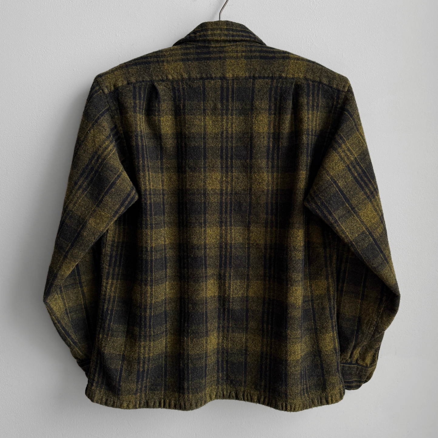1960s Yellow & Black Plaid Wool Flannel Shirt