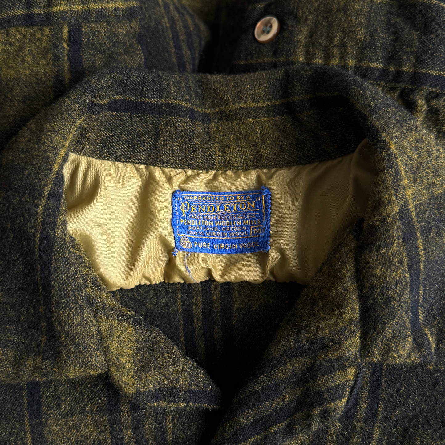 1960s Yellow & Black Plaid Wool Flannel Shirt